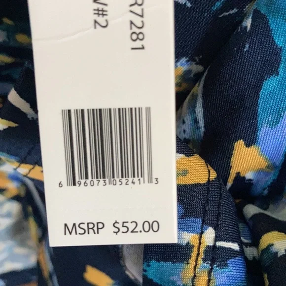 Zac & Rachel top abstract print w stretch & tie detail at hemline boho casual 2X - Picture 14 of 17